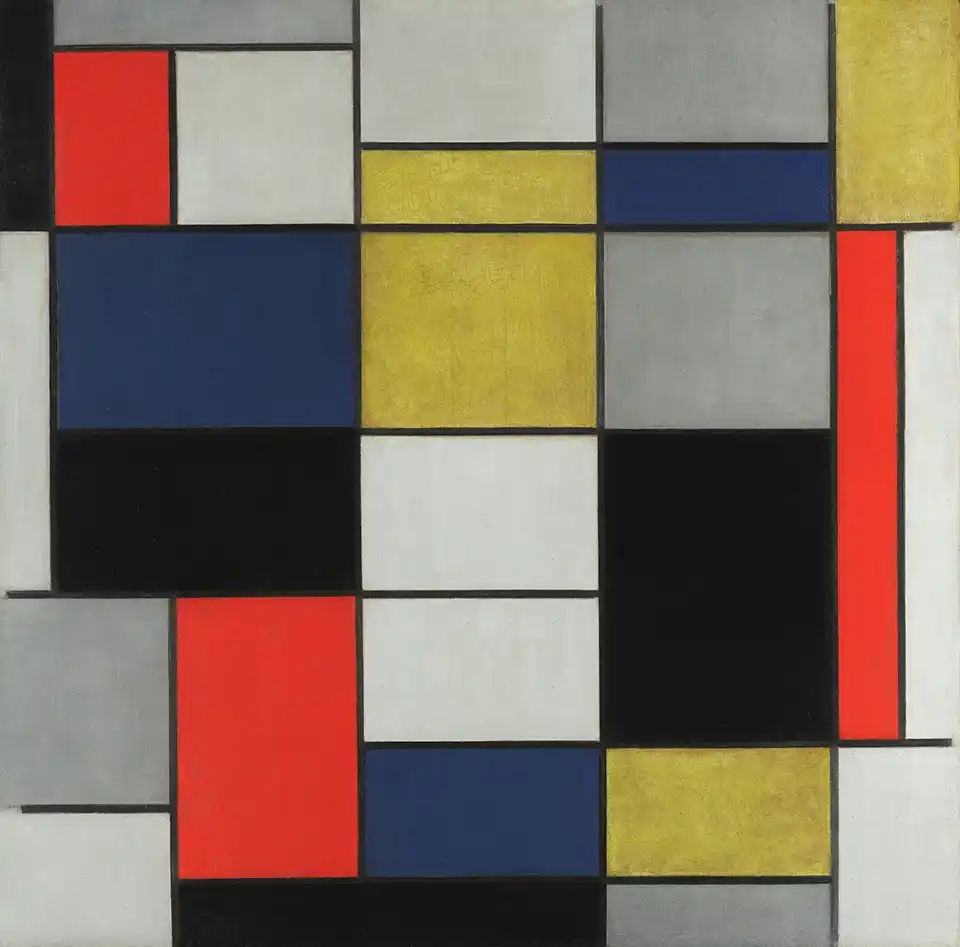 Grande composizione (con nero, rosso, grigio, giallo e blu)